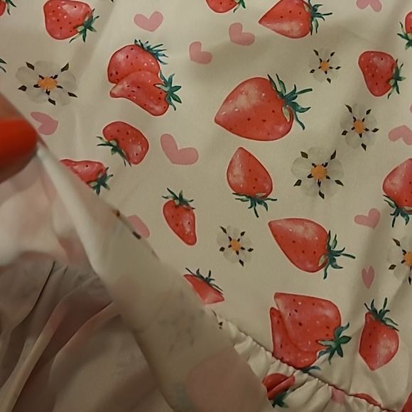 ❤️$♥️Strawberry Slip Dress Teddy Valentines Lace Trim sz  M or L - Picture 6 of 11